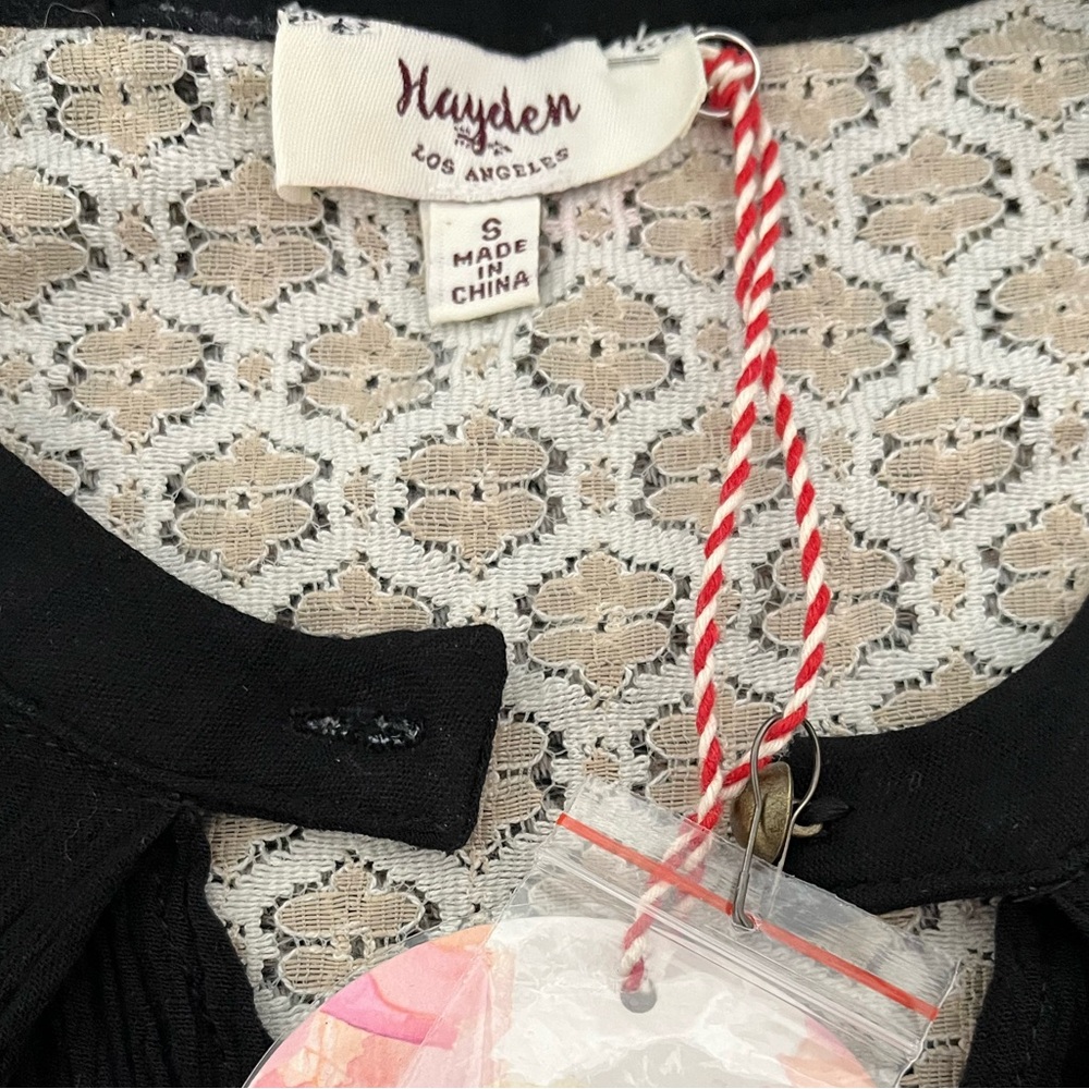 NWT Hayden Black TUNIC  loose fit with White Trim